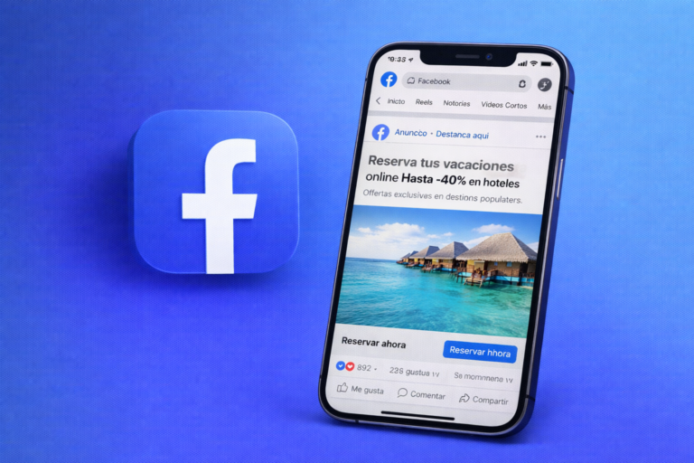 Imagen representativa de campañas de Facebook Ads enfocadas en promocionar servicios y negocios online, mostrando anuncios en redes sociales diseñados para atraer clientes potenciales y generar oportunidades de venta.