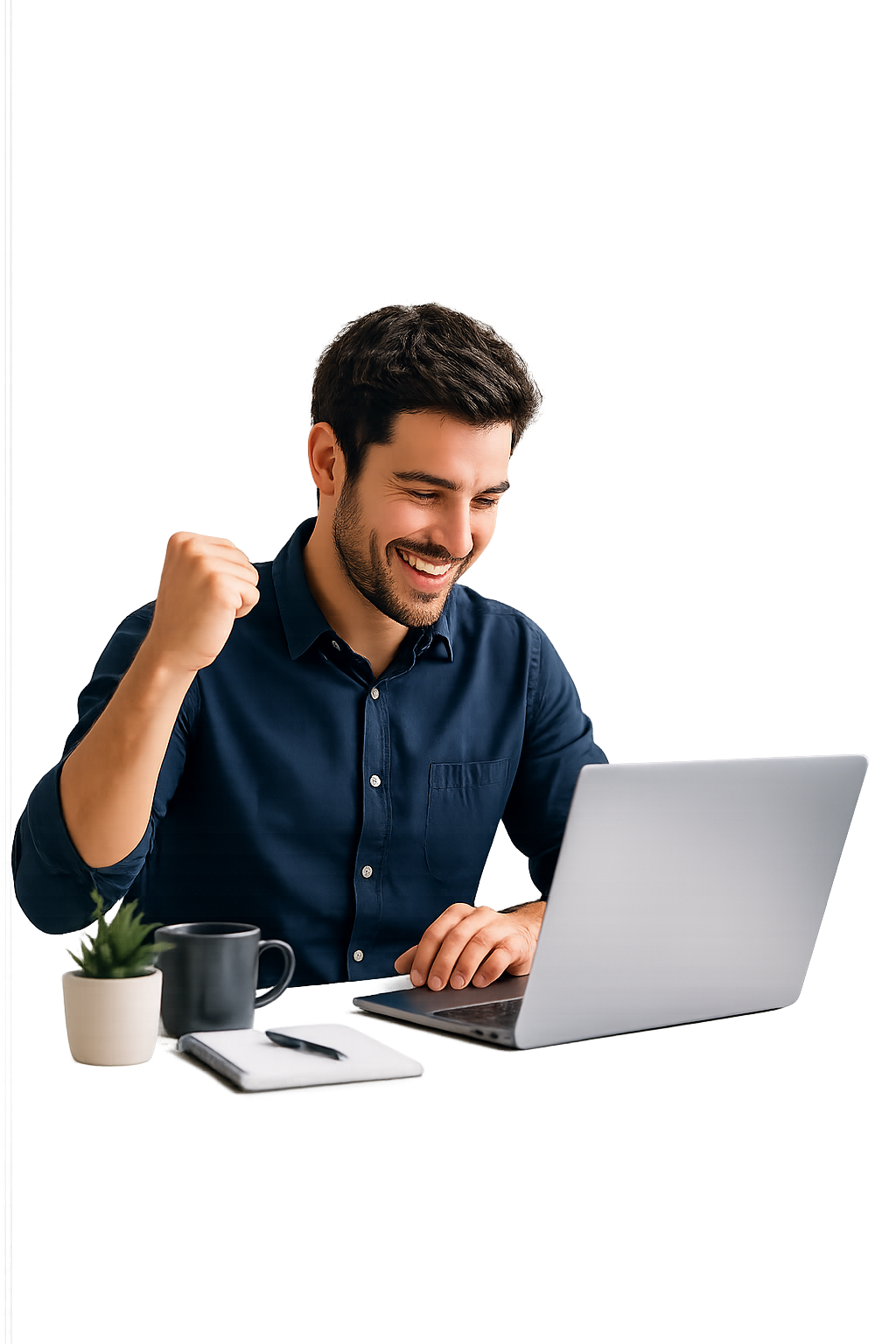 persona trabajando feliz en portátil generando ventas con marketing digital ecommerce